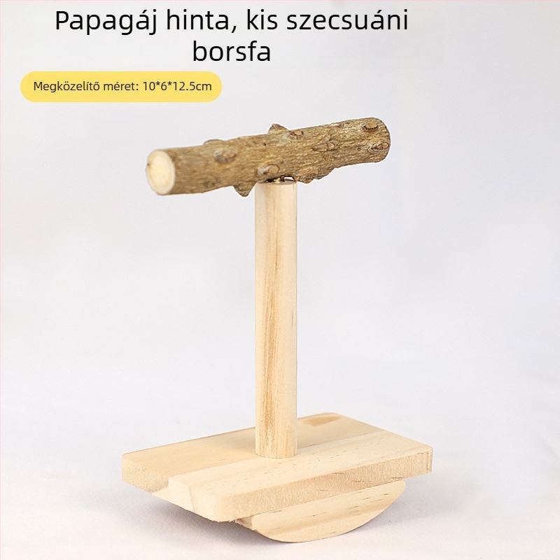 Tömörfa papagáj-edző játék asztali állvánnyal és billegő platformával