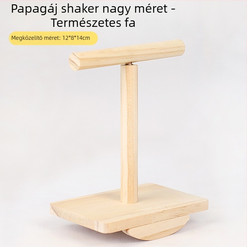 Tömörfa papagáj-edző játék asztali állvánnyal és billegő platformával