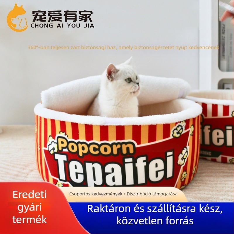 Félzárt macska- és kutyafészek – biztonságos, meleg, egész éves használatra
