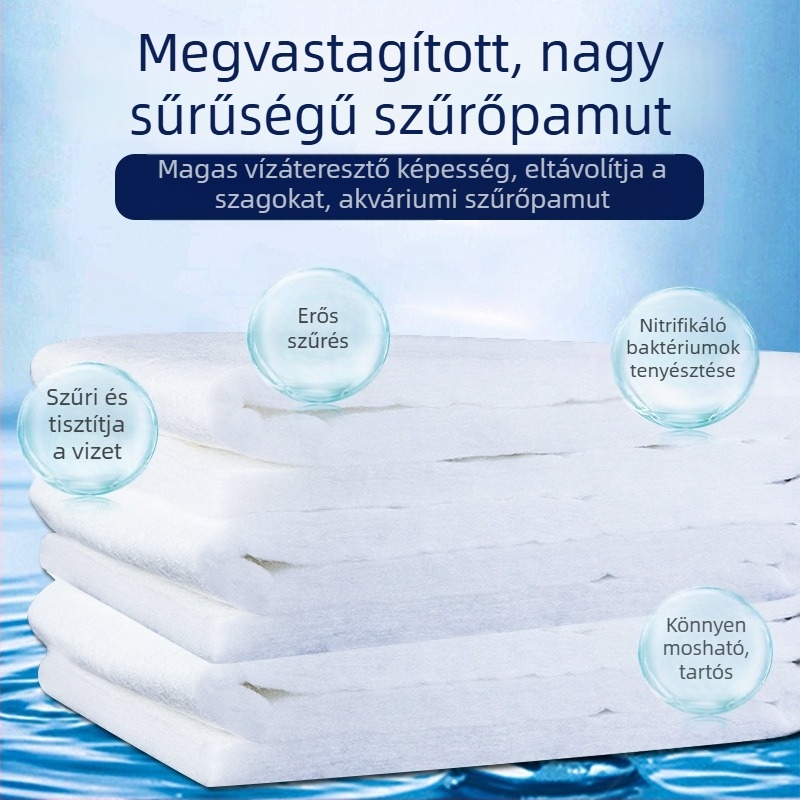 Nagy sűrűségű biokémiai szűrőgyapot akváriumhoz, fehér színű, nitrifikáló baktériumok tenyésztéséhez