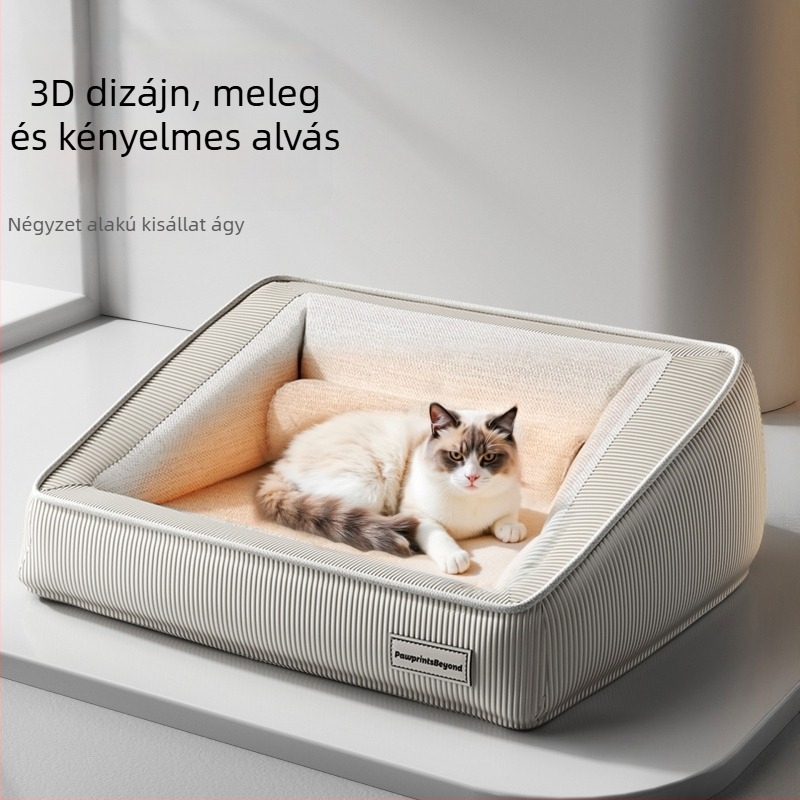 Minden évszakban használható háziállat-ágy, levehető és mosható macska matrac, macska odú és kutyaágy nagy, közepes és kis méretekhez; téli meleg.