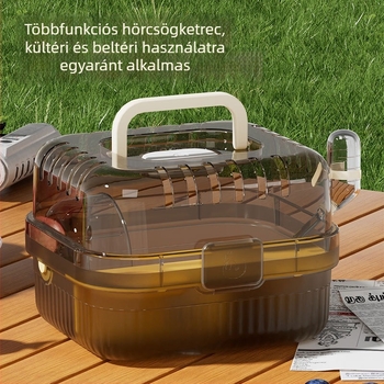 Hordozható hörcsög ketrec, ventilált, négyszögletes PP anyagú kisállatketrec