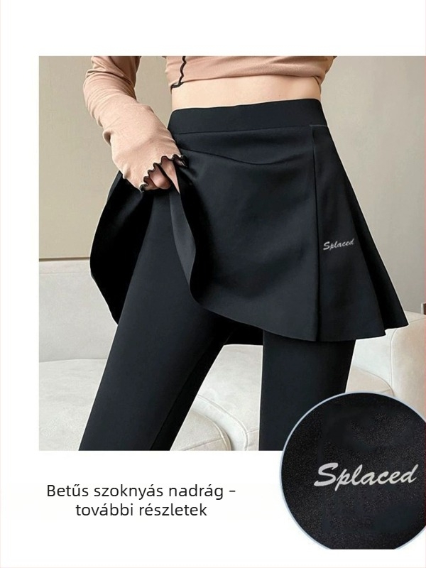 Cápa bőr hatású leggings, hamis kétrészes dizájnnal, női sportos leggings tavasz–nyárra, diszkrét fedés futáshoz, edzéshez, tollaslabdához és jóga, plusz méretek.