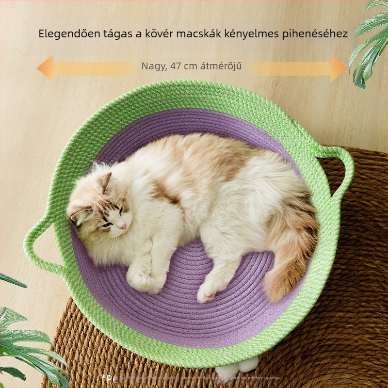 Nyáron át lélegző rattan macskafészek, függőággyal – karcolás- és kopásálló, szövött macskabútor