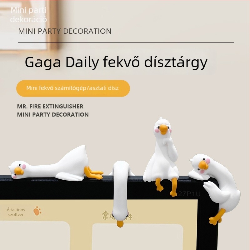 Kedves nagy fehér liba – íróasztali díszfigura, fekvő dekoráció, nyugtató ajándék a legjobb barátnő születésnapjára