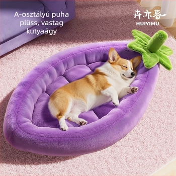 Padlizsán alakú kutya fészek, téli meleg, kis- és közepes testű kutyáknak (Corgi, Bichon, Pomeranian), minden évszakra, levehető és mosható huzattal.