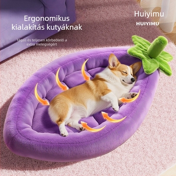 Padlizsán alakú kutya fészek, téli meleg, kis- és közepes testű kutyáknak (Corgi, Bichon, Pomeranian), minden évszakra, levehető és mosható huzattal.