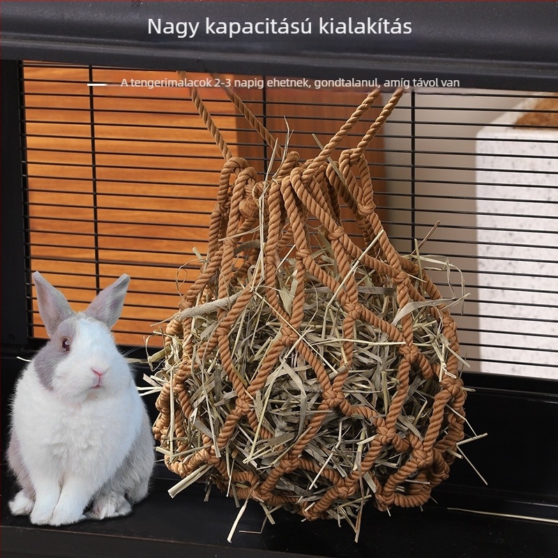 Függő széna etető, nagy kapacitású, kisállatok számára
