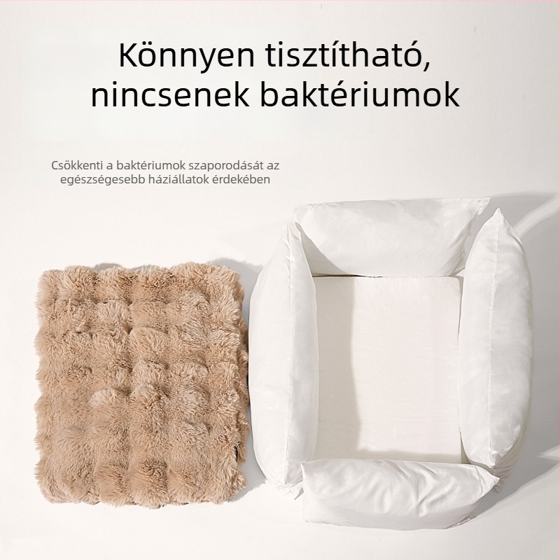 Macskafészek nyusziszőrrel és buborékos velúrral, puha fél-nyitott matrac a négy évszak melegítéséhez és légáteresztéshez