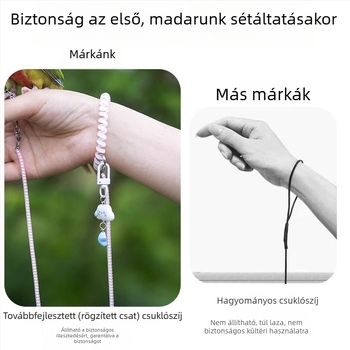 Papagájhoz készült visszahúzható póráz, ultra könnyű, kíméli a lábakat, kültéri madár sétáló kötél