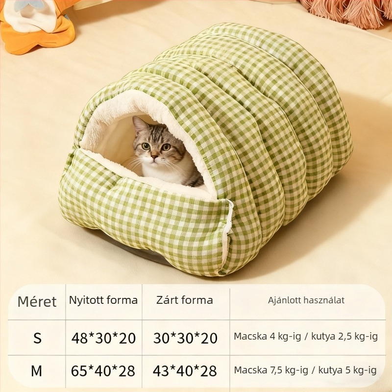 Háziállat fészek, meleg minden évszakra, zárt macska- és kutyafészek, levehető és mosható
