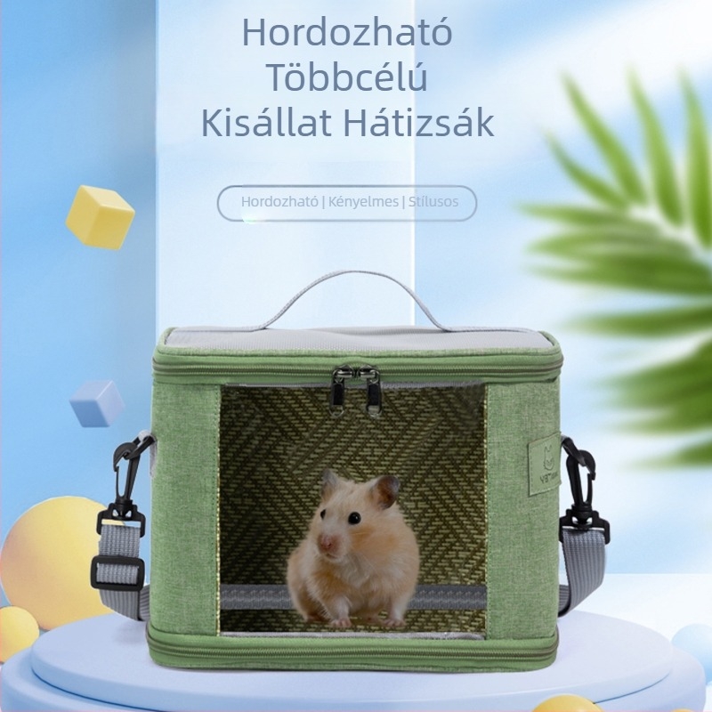 Nylonból készült kültéri kisállattáska, légáteresztő, könnyen hordozható – ideális hörcsög és tengerimalac számára