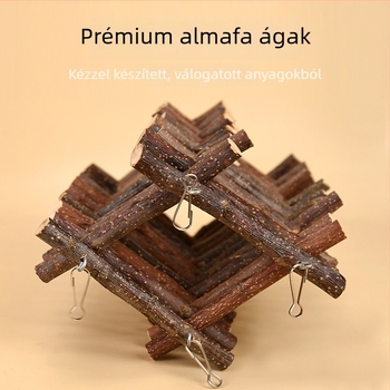 Almából készült harapó- és mászó ág, létra játékszett Szíriai hörcsög számára