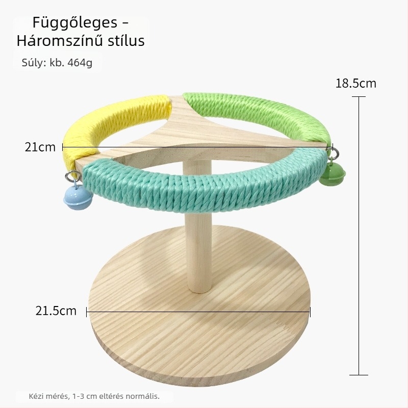 Fából készült papagáj-játék forgó kerékkel és állvánnyal