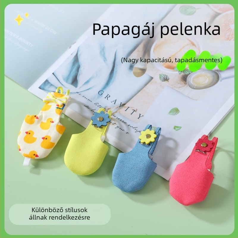 Papagáj textilpelenka állítható vállpántokkal és nagy kapacitású zsebbel, tigermintás