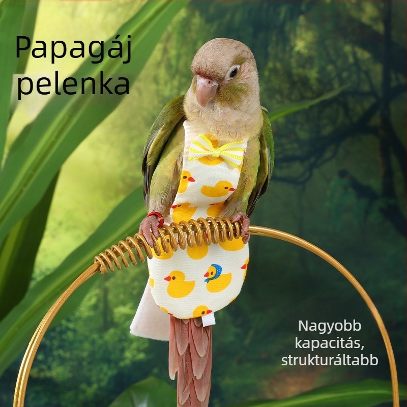 Papagáj textilpelenka állítható vállpántokkal és nagy kapacitású zsebbel, tigermintás