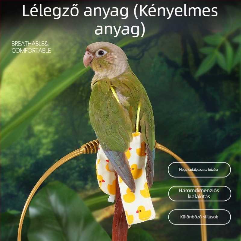 Papagáj textilpelenka állítható vállpántokkal és nagy kapacitású zsebbel, tigermintás