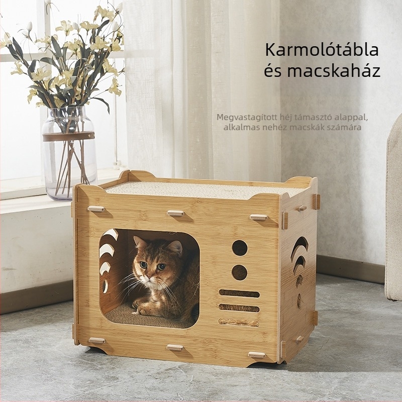 Macska karmoló tábla és fészek, macska játék, stílusos dizájn