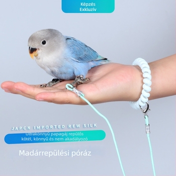 Ultra könnyű papagáj-edző kötél készlet lábgyűrűkkel, láblánccal és nyakpánttal, biztonságos sétához és repüléshez