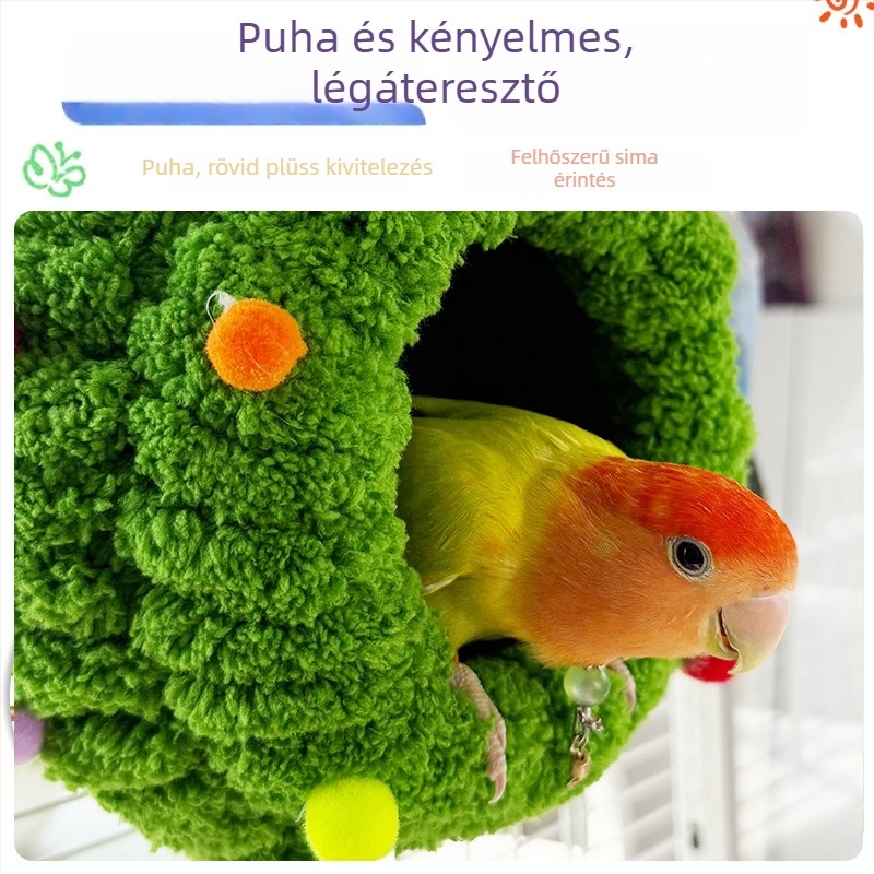 Pamut papagájfészek melegítéshez, vastag bársonyos szigeteléssel, téli alvásra szolgáló fészek kis- és közepes méretű papagájok számára