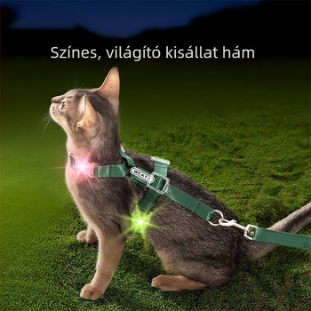 Színes, világító I-alakú anti-menekülés hám macskáknak és kutyáknak, sétához