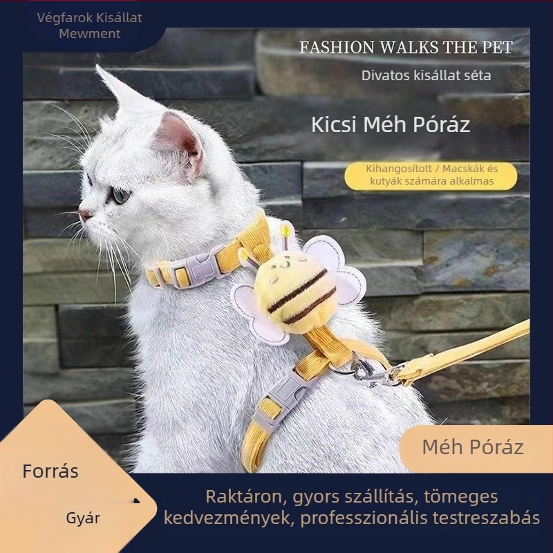 Macska anti-kiszökés póráz kültéri sétákhoz, hám-kötél