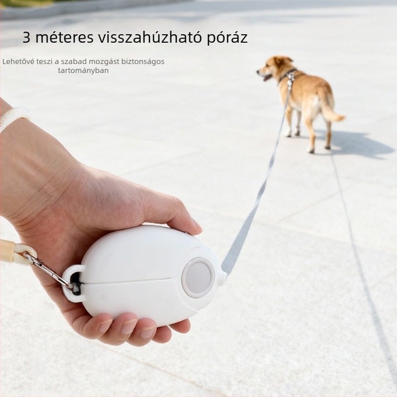 Automatikus visszahúzható póráz közepes és nagy testű kutyáknak, világító funkcióval