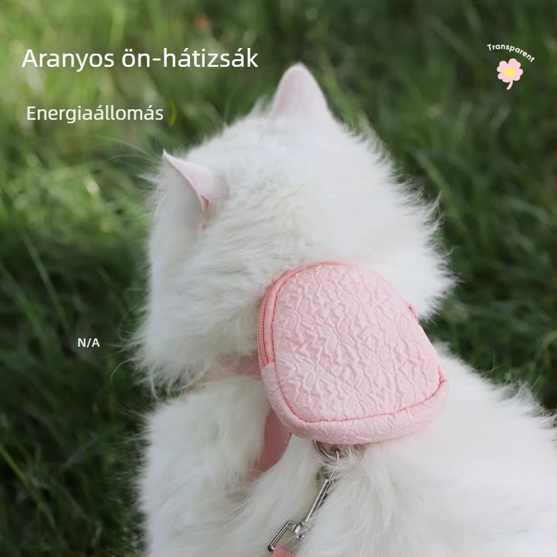 Macska hám pórázzal, lélegző mellény