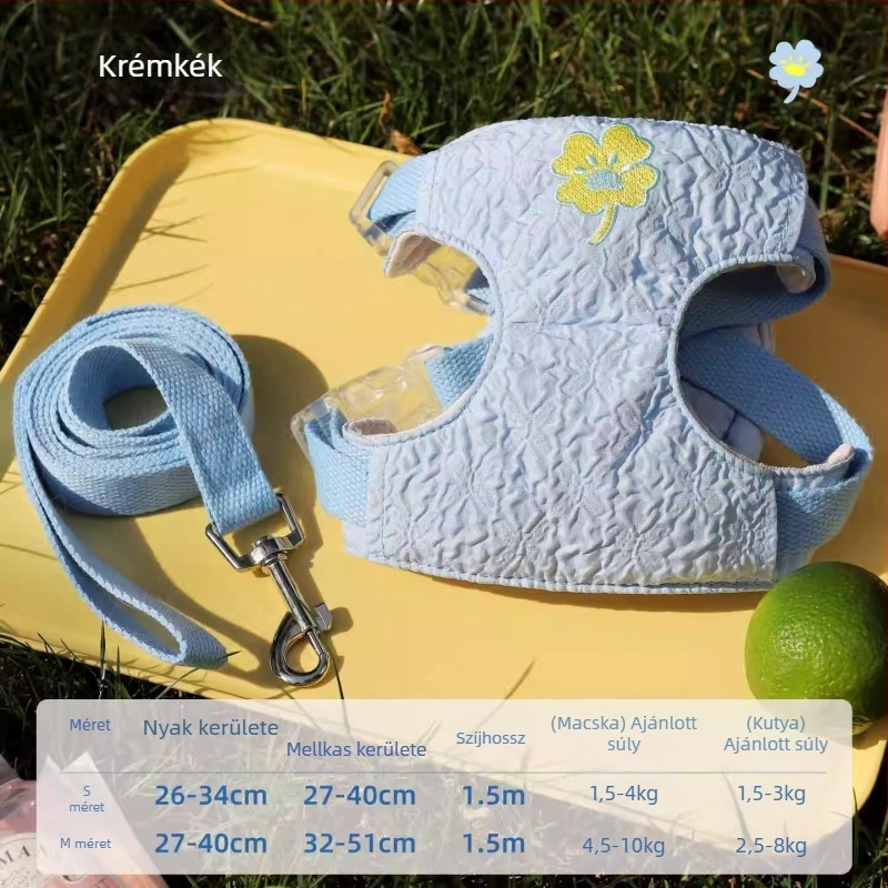 Macska hám pórázzal, lélegző mellény