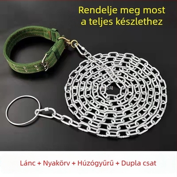 Harapás elleni kutyapóráz rozsdamentes lánccal, kutyalánc és nyakörv