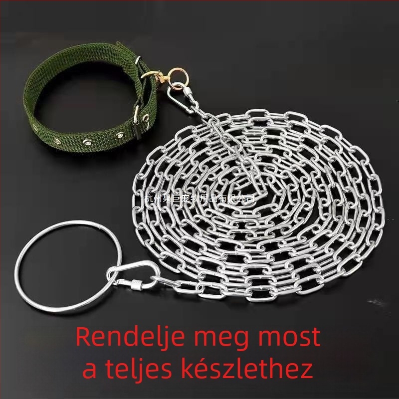 Harapás elleni kutyapóráz rozsdamentes lánccal, kutyalánc és nyakörv