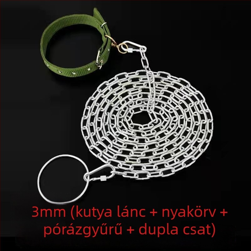Harapás elleni kutyapóráz rozsdamentes lánccal, kutyalánc és nyakörv