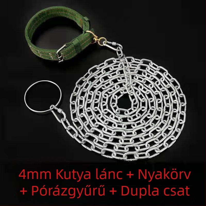 Harapás elleni kutyapóráz rozsdamentes lánccal, kutyalánc és nyakörv
