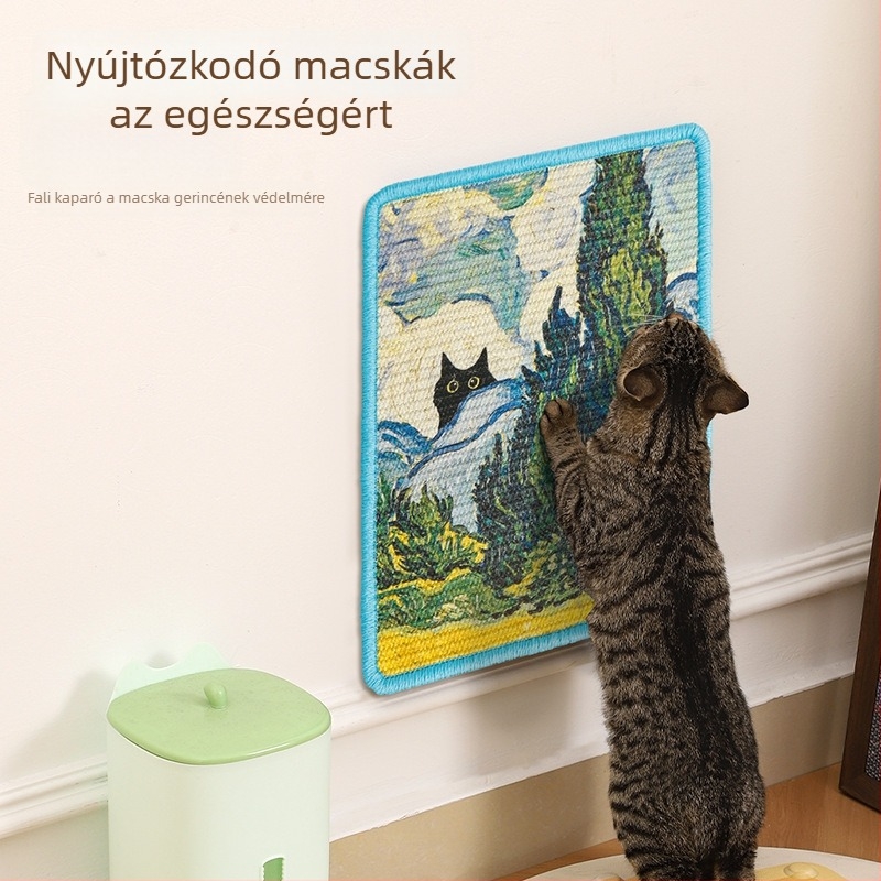Siszal macska karmoló deszka és matrac, falra szerelhető, kopásálló macskajáték
