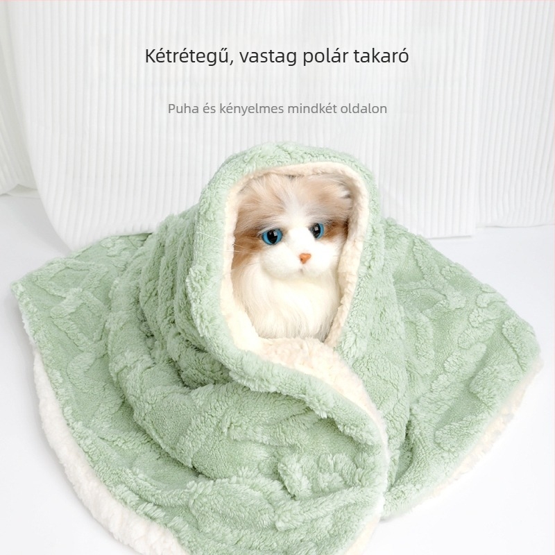 Tavaszi kisállat-takaró macskáknak és kutyáknak, macska odú, kis takaró és alvó matrac