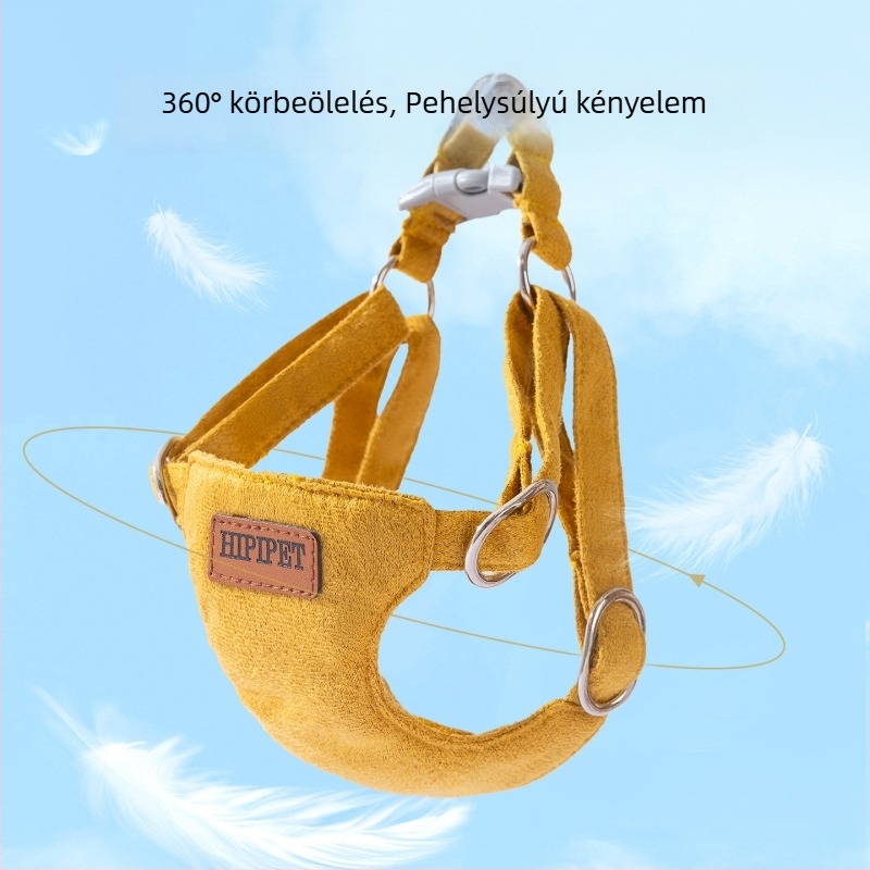 Kutyamellény és póráz velúr anyagból, egyszínű, sokoldalú, állítható, kistestű kutyáknak
