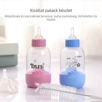 Szilikon etető cumisüveg készlet háziállatok számára, 100 ml, 5 darab