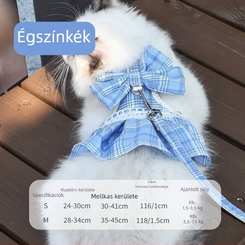Macska sétáltató hám és póráz, hercegnő ruhával – kétfunkciós kisállatruha kültéri sétákhoz