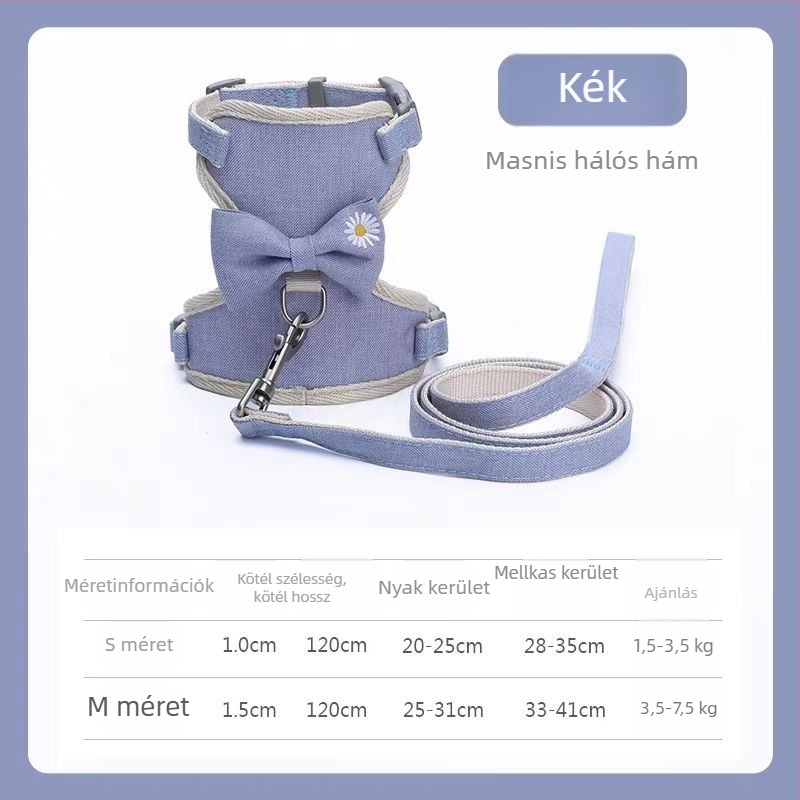 Macska hám I-alakú masnival, kényelmes pórázzal