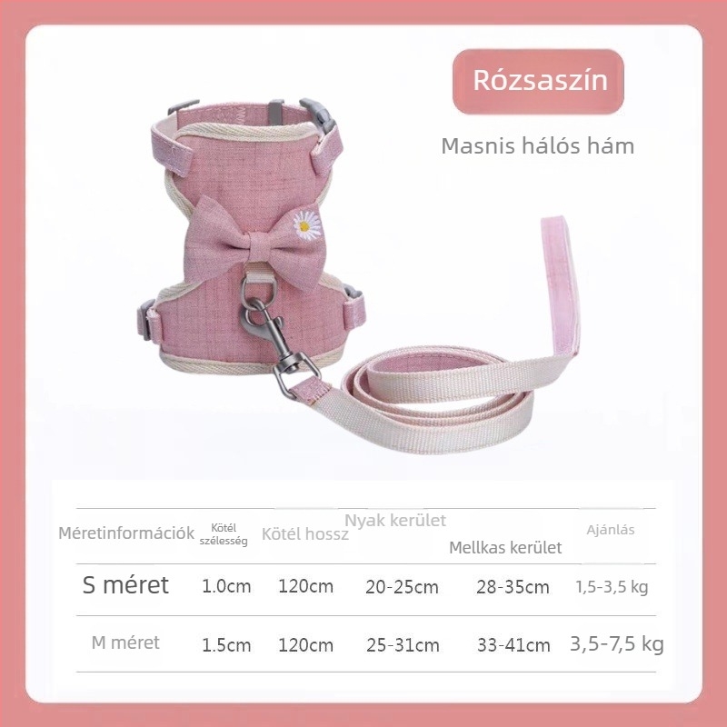 Macska hám I-alakú masnival, kényelmes pórázzal