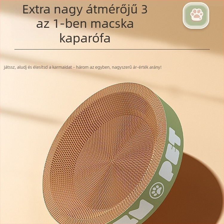 Körkörös macska karcoló és körömápoló készlet, vastag hullámkarton lap, integrált macska odú és anti-sérülés kanapé