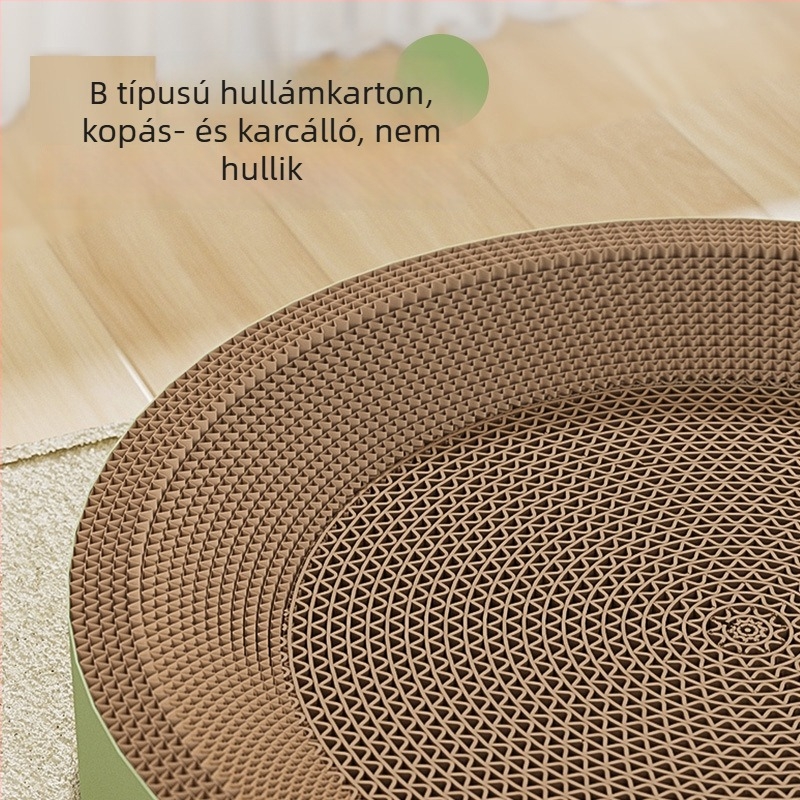 Körkörös macska karcoló és körömápoló készlet, vastag hullámkarton lap, integrált macska odú és anti-sérülés kanapé
