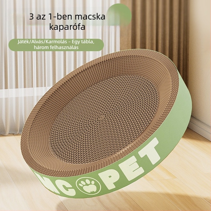 Körkörös macska karcoló és körömápoló készlet, vastag hullámkarton lap, integrált macska odú és anti-sérülés kanapé