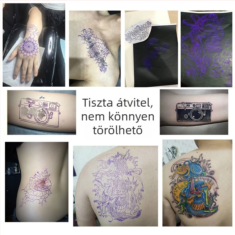 Négy darabos sárga alapú tetoválás-transzferpapír készlet transzfergéppel