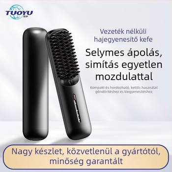 Vezeték nélküli hajkiegyenesítő- és göndörítő fésű készlet negatív ionokkal — hordozható kerámiabevonatú formázó eszköz