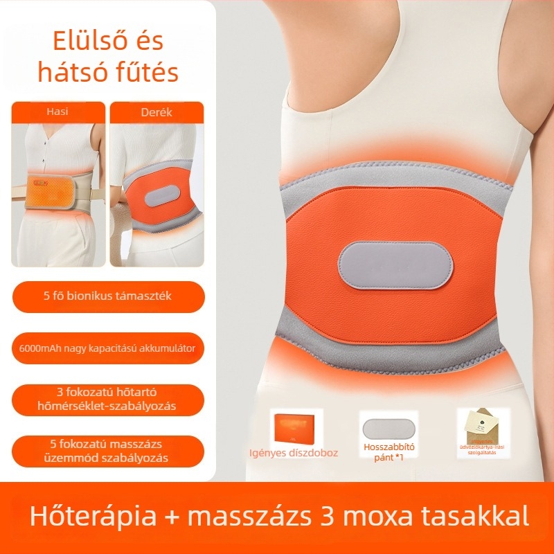 Újratölthető melegítő masszázsszalag derékhoz vibrációval