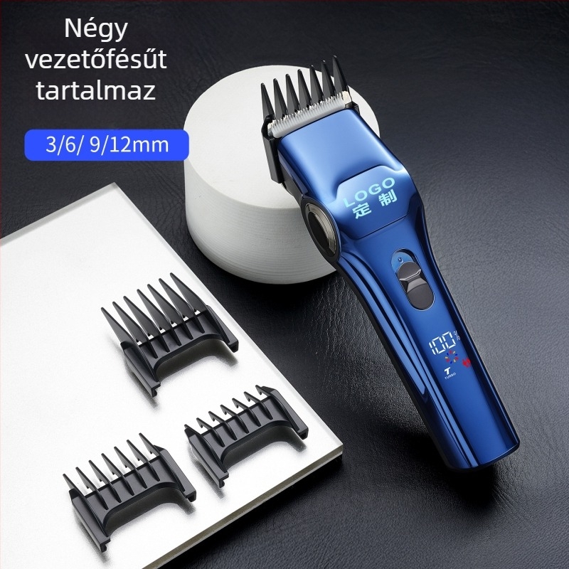 Professzionális hajvágó rozsdamentes acél pengével, férfi elektromos hajvágó, digitális kijelzős, brushless motor