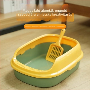 Két tónusú, kisméretű, félig zárt macskaalom-tál, magas oldalakkal, cseppálló, kölyöktől felnőtt macskáknak