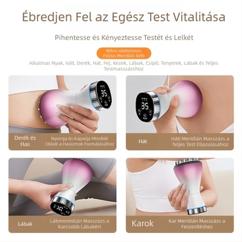 Elektromos meridián kefe teljes testre, hasi masszírozó, meridiánok tisztítására szolgáló készülék, gua sha melegítő hasi masszírozó