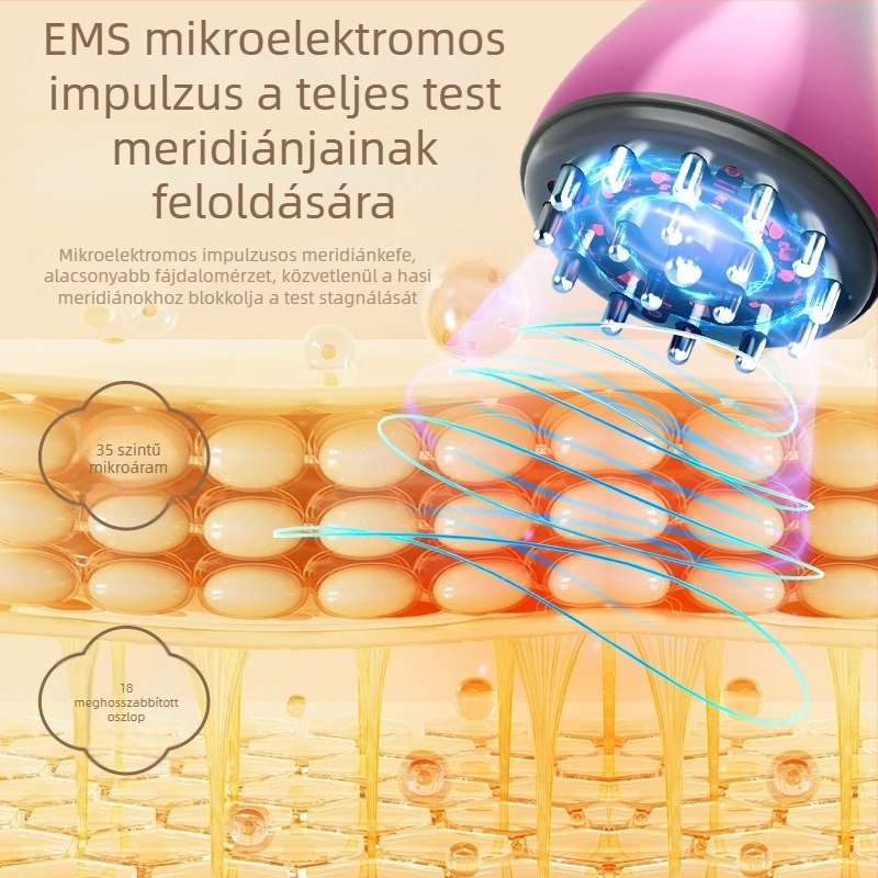 Elektromos meridián kefe teljes testre, hasi masszírozó, meridiánok tisztítására szolgáló készülék, gua sha melegítő hasi masszírozó
